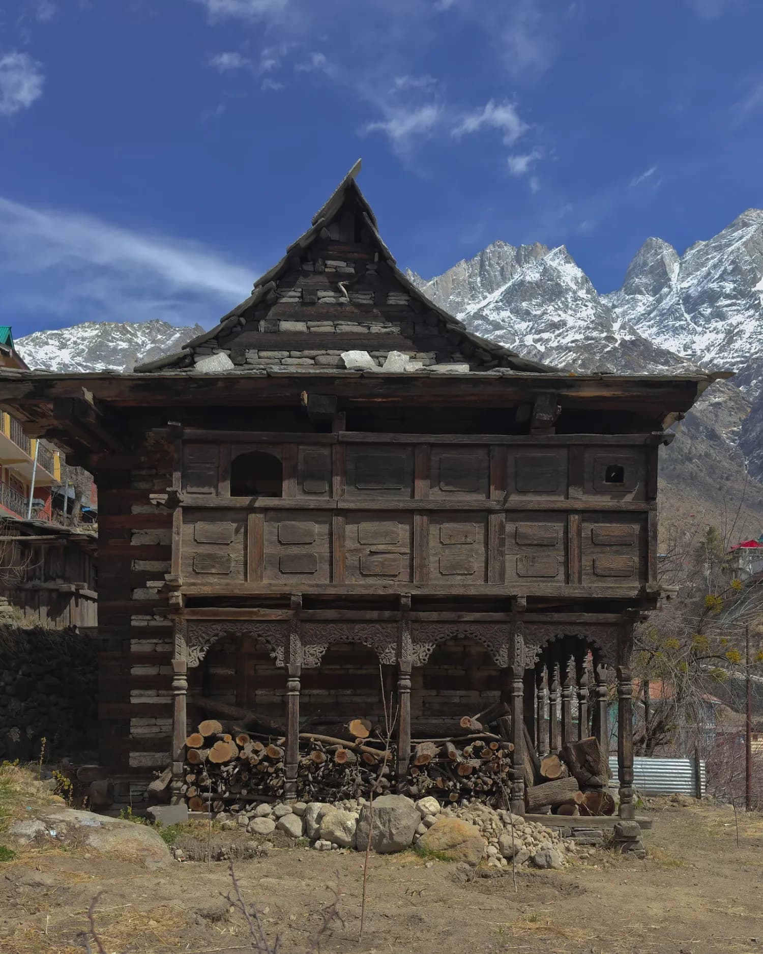 A traditional Kinnauri timber-and-stone building at Sangla
