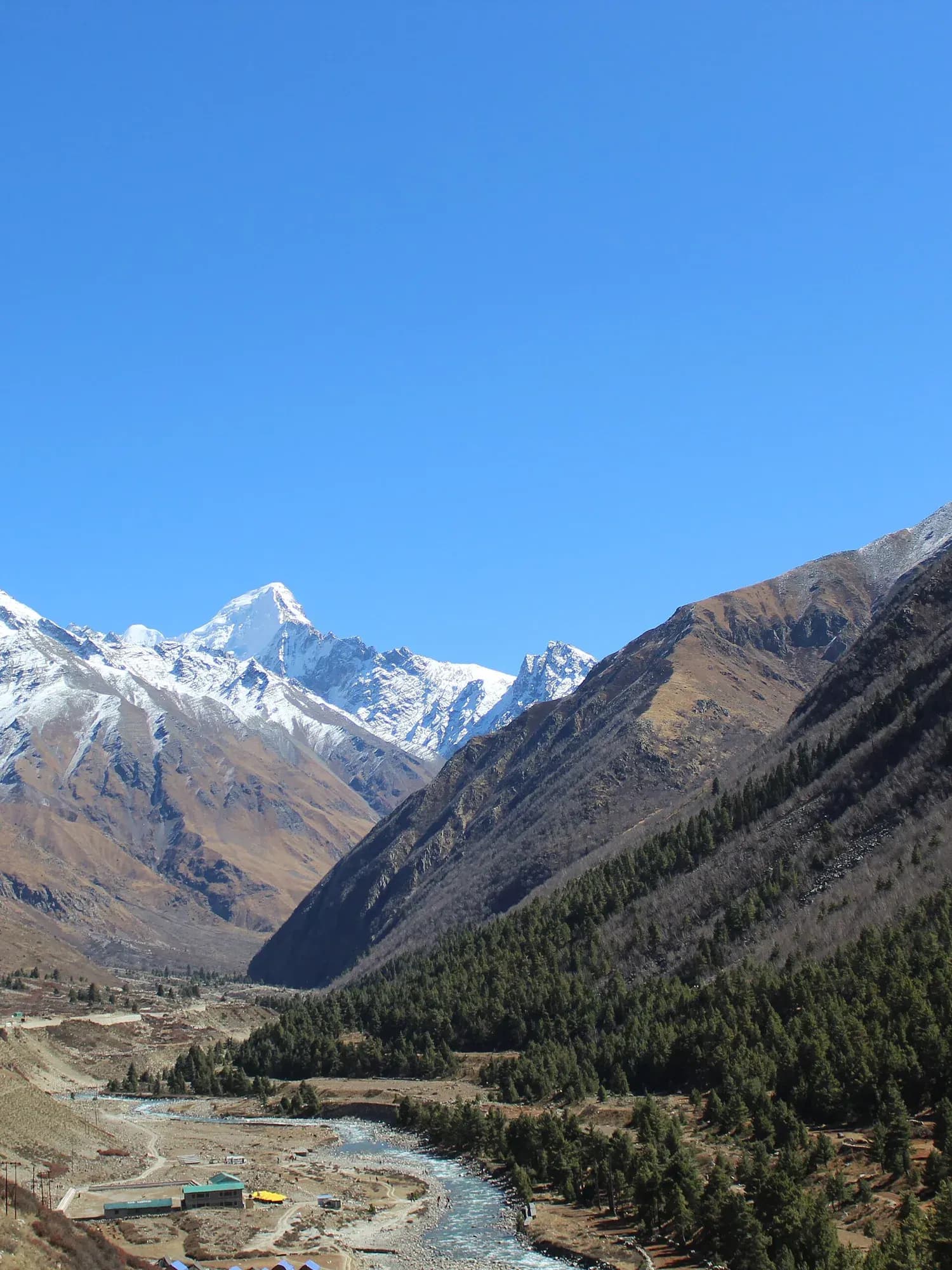 The Baspa valley at Chitkul — the river, meadows and snow peaks above Kinnaur